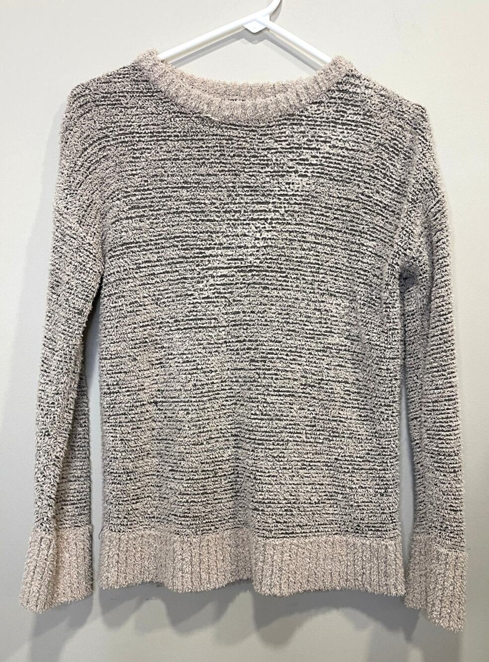 Marled Heathered Sweater Gray/Beige Casual Soft Pullover Sweater Size Small
